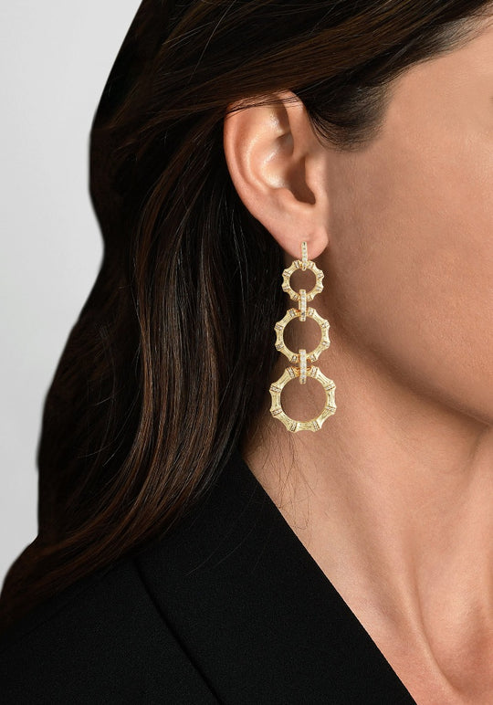 ANABEL ARAM Bamboo Long Chain Earrings