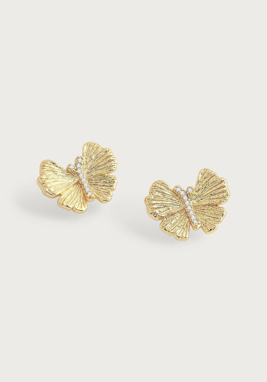ANABEL ARAM Butterfly Stud Gold Earrings