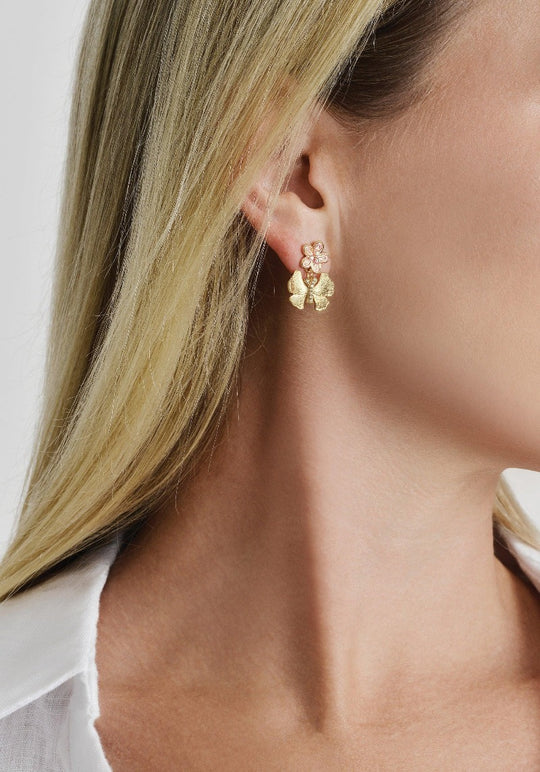 ANABEL ARAM Butterfly With Enamel Flower Earrings