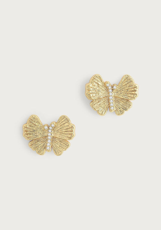 ANABEL ARAM Butterfly Stud Gold Earrings