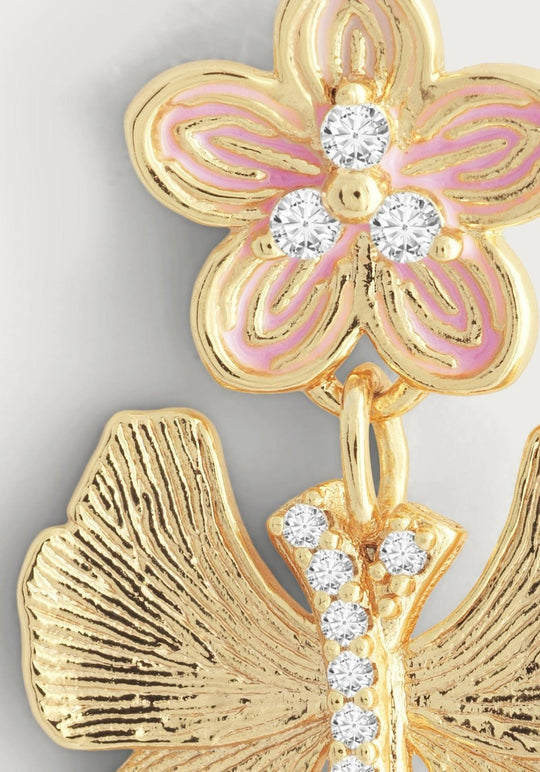 ANABEL ARAM Butterfly With Enamel Flower Earrings