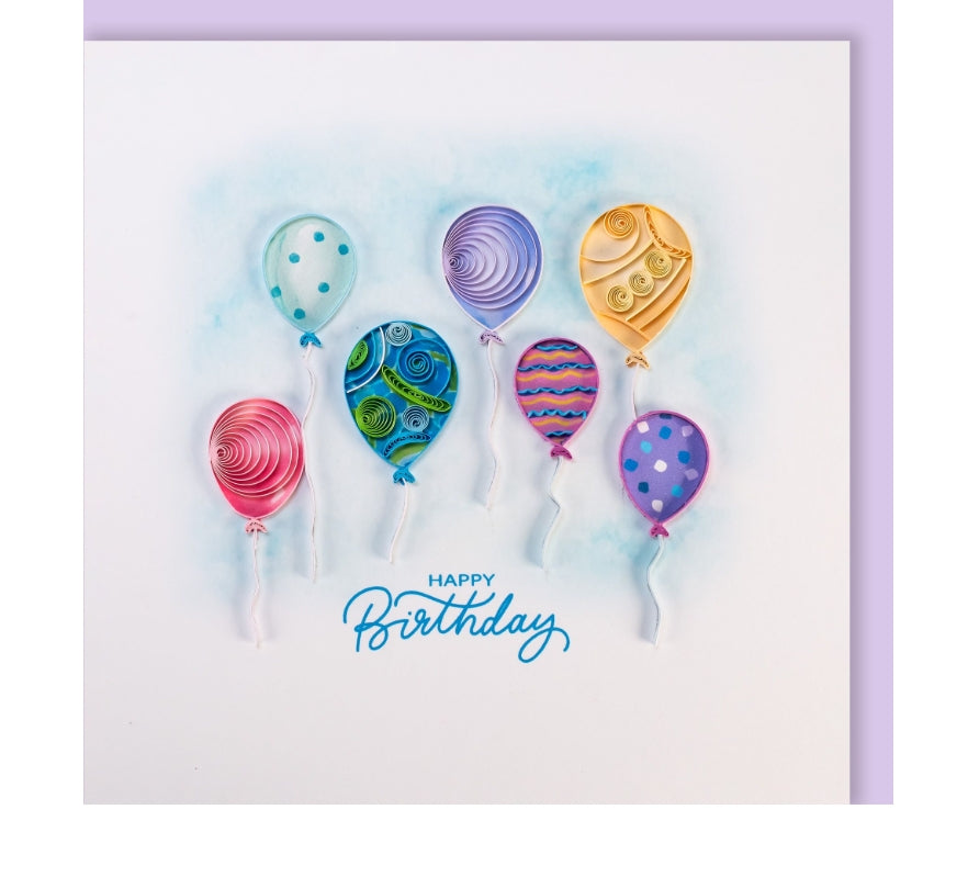 Happy Birthday Purple Balloons Quilling Card
