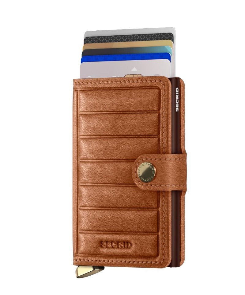 Premium Miniwallet Emboss Lines Cognac