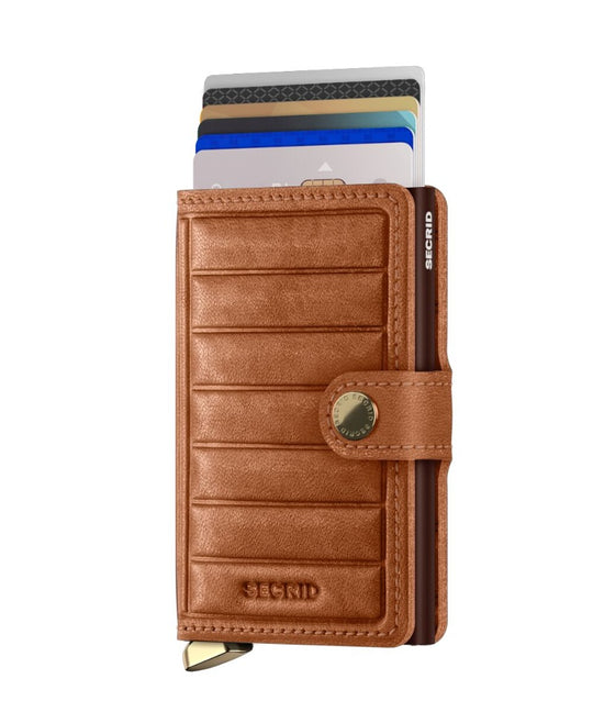 Premium Miniwallet Emboss Lines Cognac