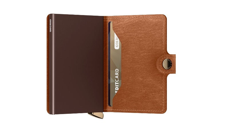 Premium Miniwallet Emboss Lines Cognac