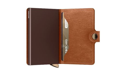 Premium Miniwallet Emboss Lines Cognac