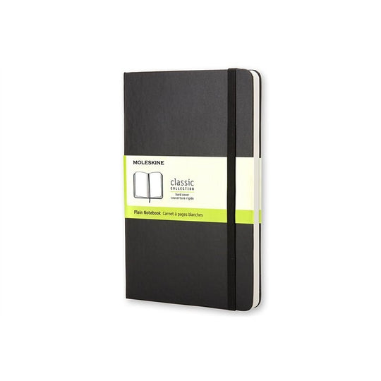Moleskine Classic Notebook, Large, Plain, Black, Hard Cover