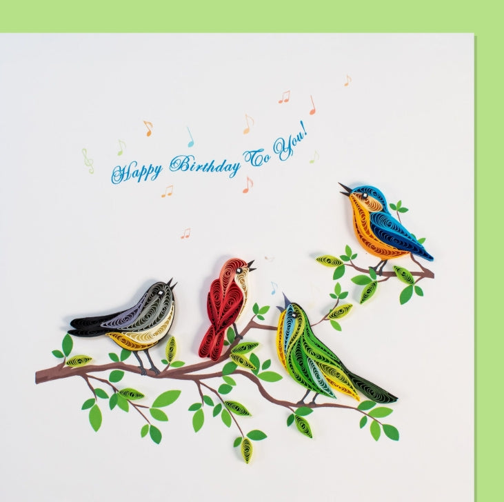 Happy Birthday Singing Birds Quilling Card