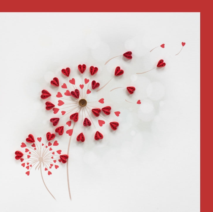 Red Flower Heart Quilling Card
