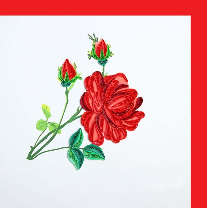 Red Roses Quilling Card