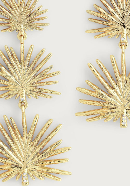 ANABEL ARAM Triple Fan Palm Dangle Earrings