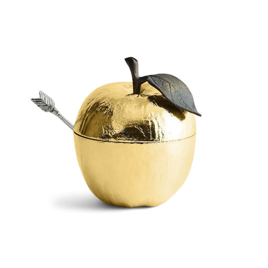 Michael Aram Apple Honey Pot With Spoon Goldtone at STORIES By SWISSBO