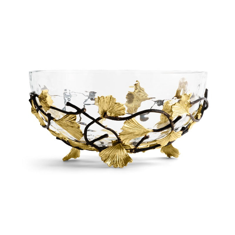 Michael Aram Golden Ginkgo Medium Glass Bowl at STORIES By SWISSBO