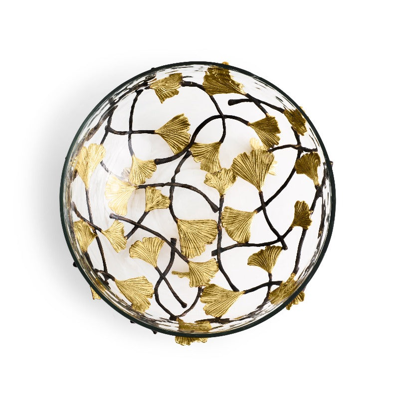Michael Aram Golden Ginkgo Medium Glass Bowl at STORIES By SWISSBO