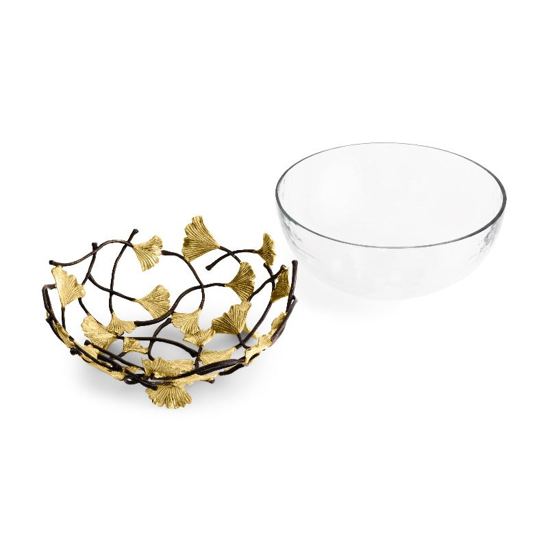 Michael Aram Golden Ginkgo Medium Glass Bowl at STORIES By SWISSBO