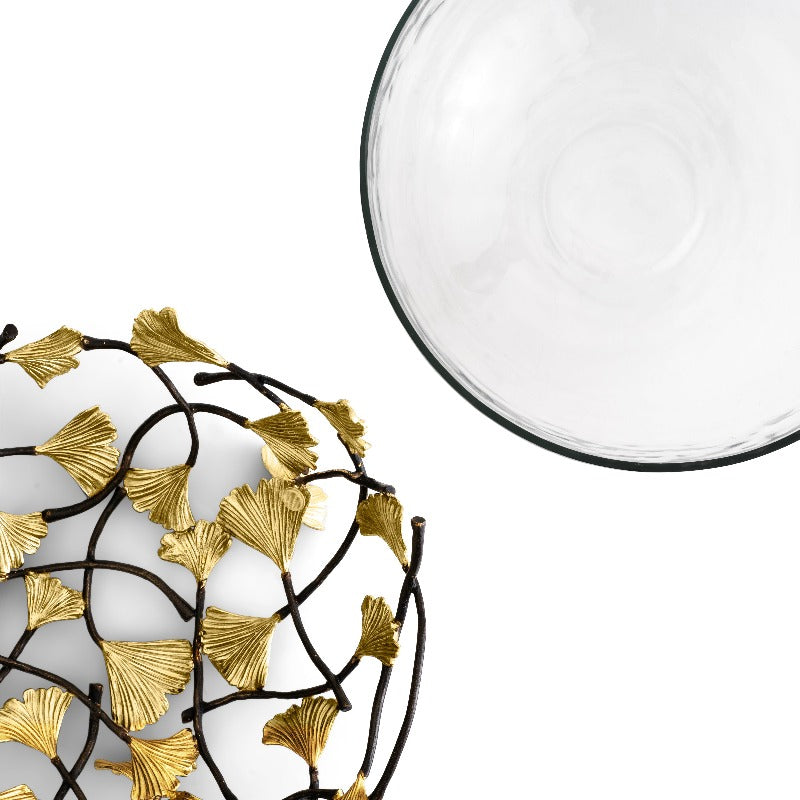 Michael Aram Golden Ginkgo Medium Glass Bowl at STORIES By SWISSBO