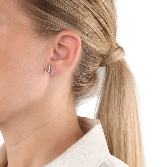 AMOR Ear studs for Women, Silver 925