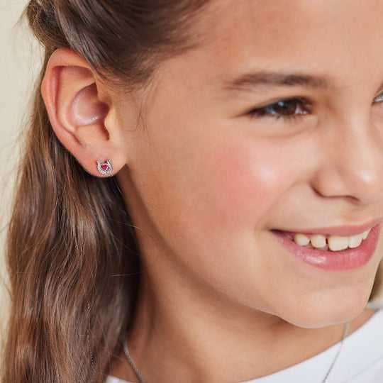 AMOR Ear studs for Girls, Silver 925 | horseshoe