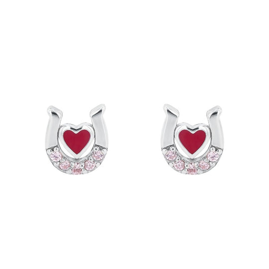 AMOR Ear studs for Girls, Silver 925 | horseshoe