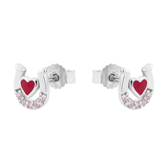 AMOR Ear studs for Girls, Silver 925 | horseshoe