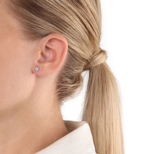 AMOR Ear studs for Women, Silver 925