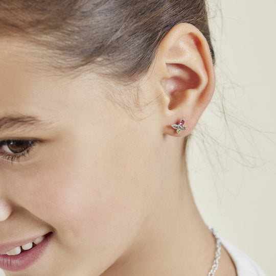 AMOR Ear studs for Girls, Silver 925 | butterfly