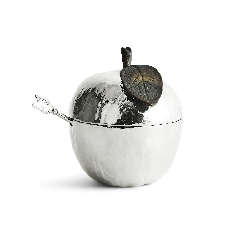 Michael Aram Apple Honey Pot With Spoon Nickelplate