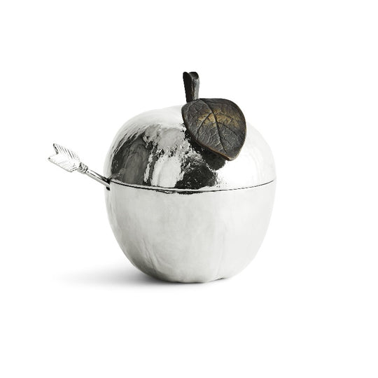 Michael Aram Apple Honey Pot With Spoon Nickelplate