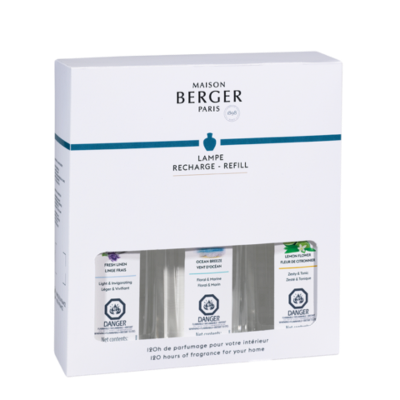 MAISON BERGER FRESH 3x 250ml : Fresh Linen, Ocean Breeze, Lemon Flower