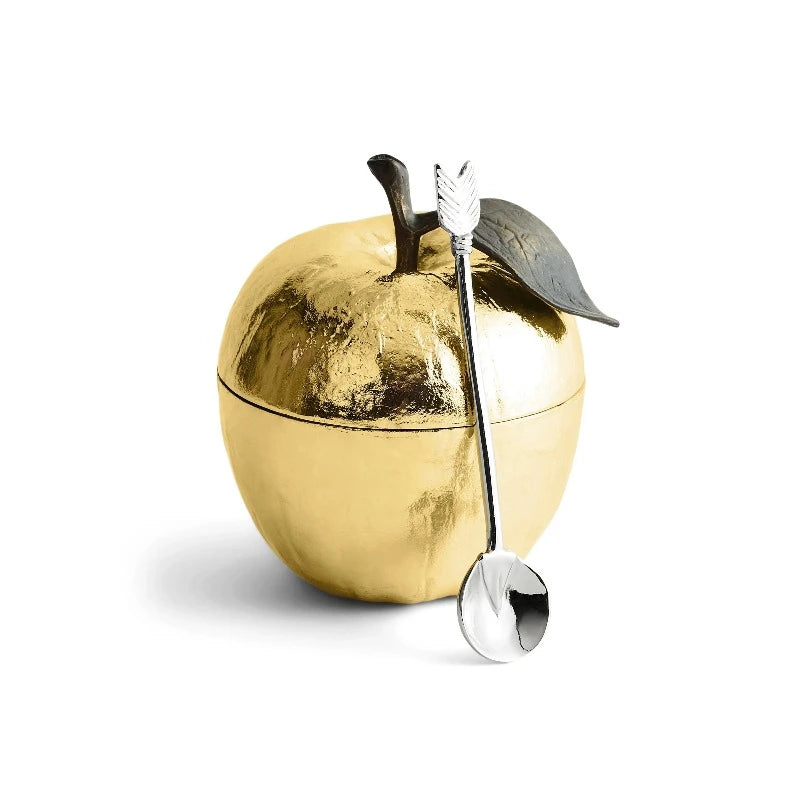 Michael Aram Apple Honey Pot With Spoon Goldtone at STORIES By SWISSBO