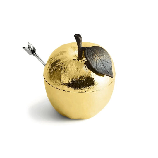 Michael Aram Apple Honey Pot With Spoon Goldtone at STORIES By SWISSBO