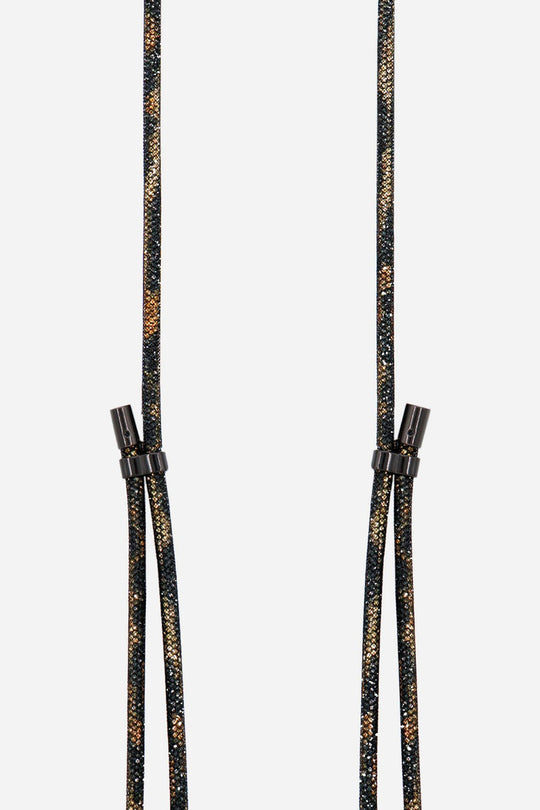 Black Mariah cord with leopard print rhinestones