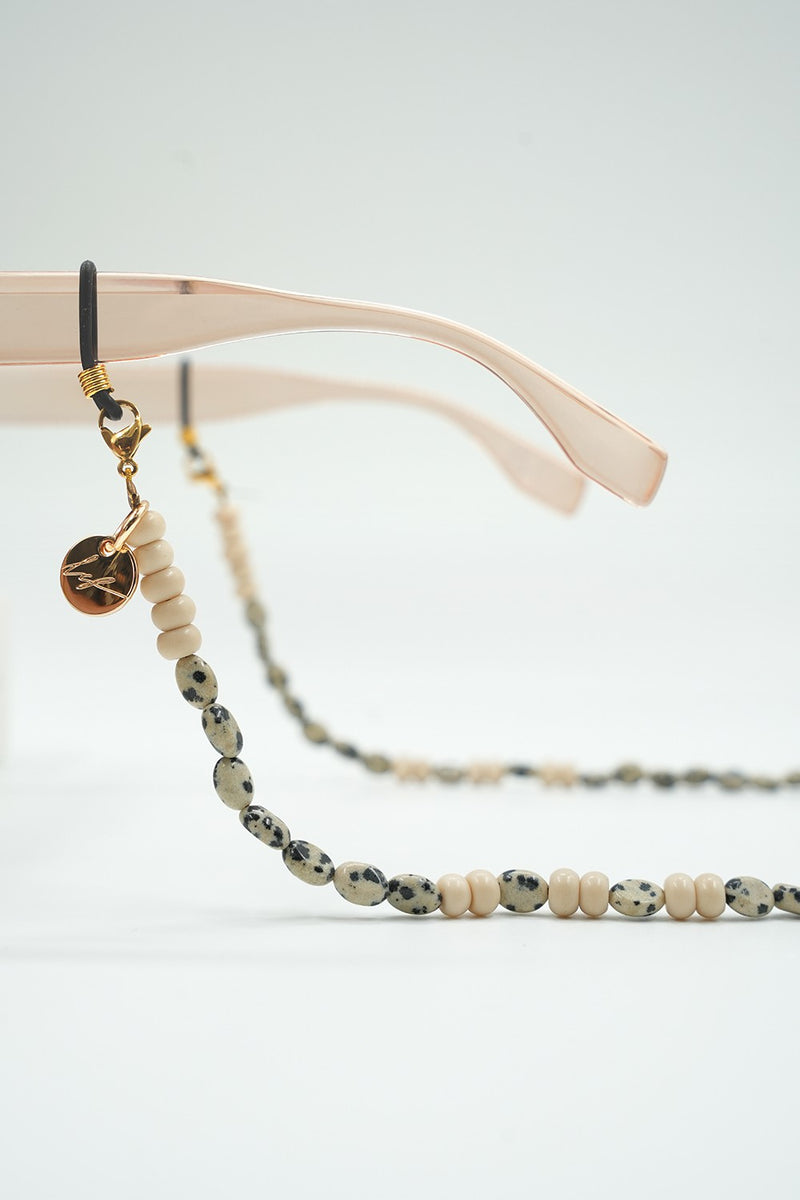 Elyo glasses chain 72 cm beige beads