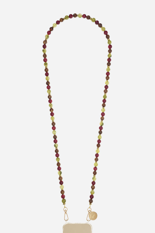 Harper jewelry chain with 120 cm gold carabiners in multi-colored resin beads