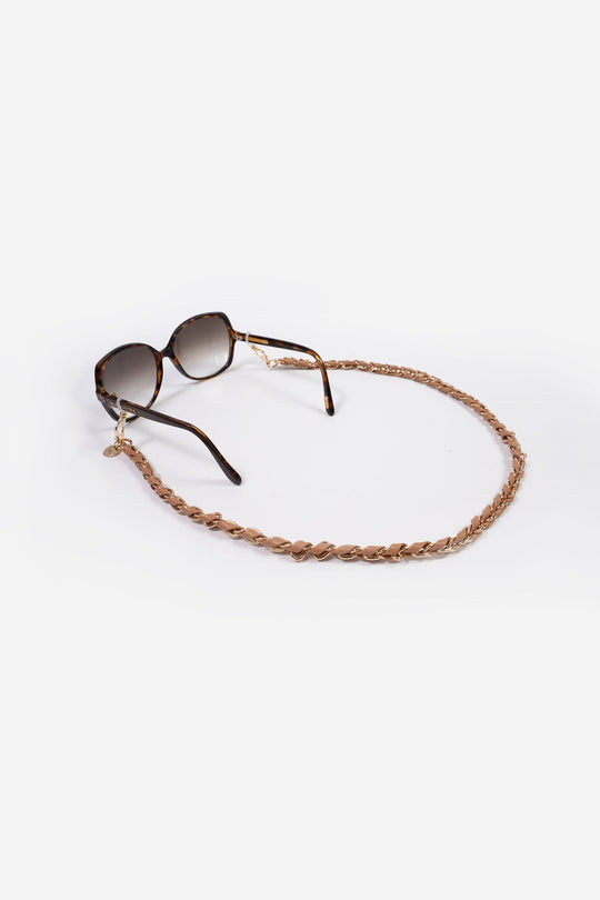 Lou glasses chain 72 cm Camel and gold