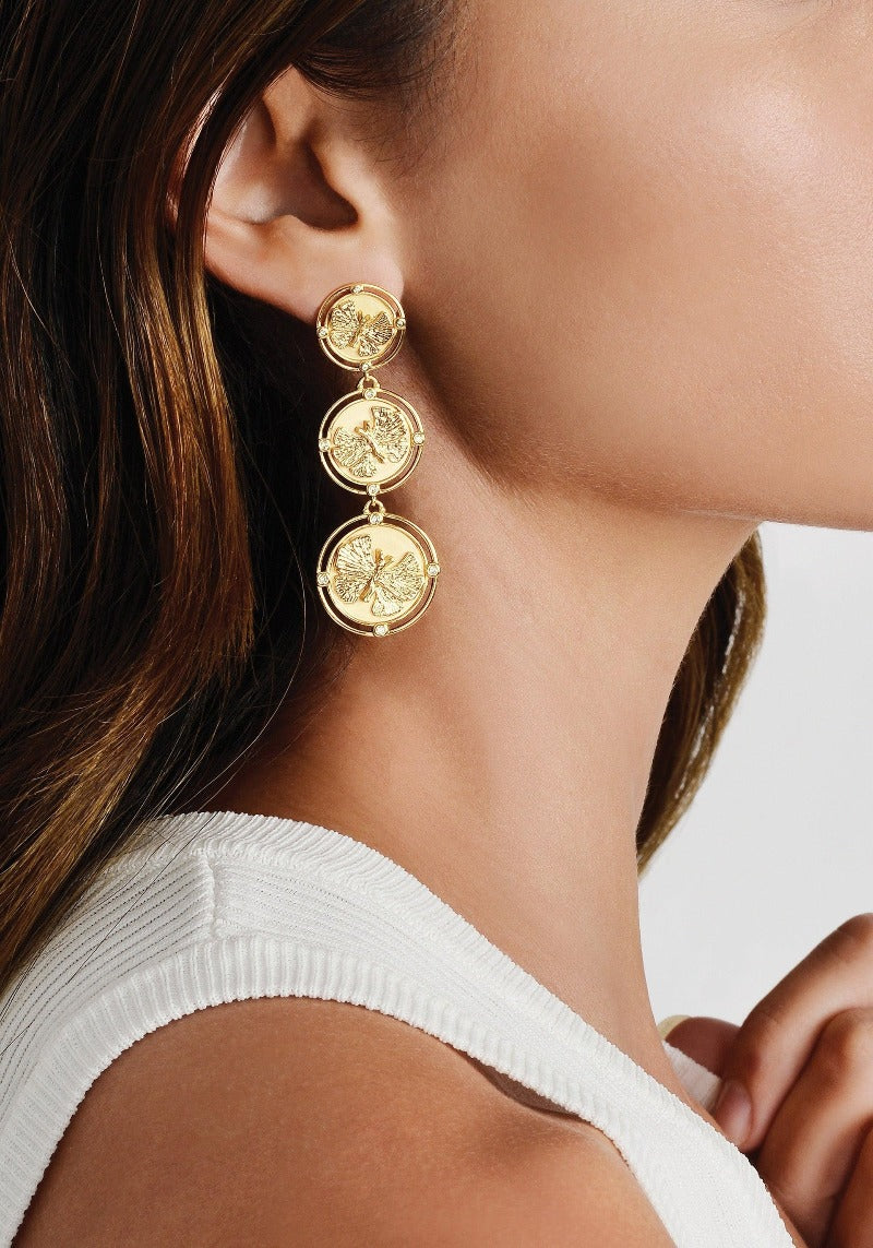 ANABEL ARAM Butterfly Coin Drop Earrings