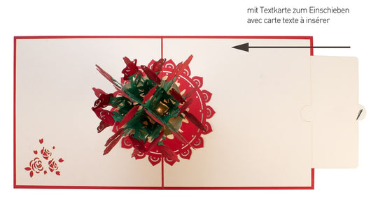 3D Pop Up Red Rose Bouquet Card