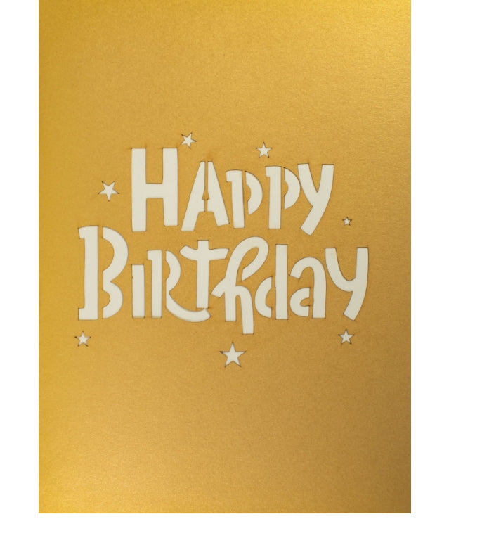 3D Pop Up Happy Birthday Black and Yellow Card