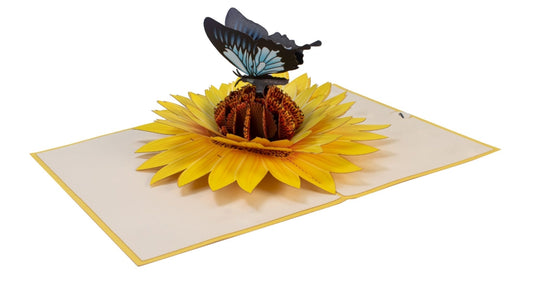 3D Butterfly Pop-up Card on Yellow Sunflower