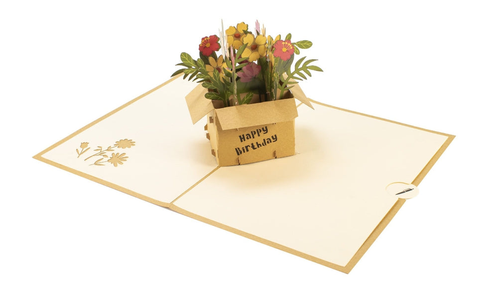 Gold Pop Up Card Floral Gift "Happy Birthday"