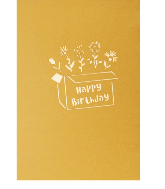 Gold Pop Up Card Floral Gift "Happy Birthday"