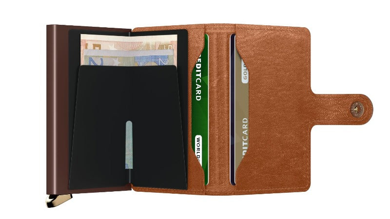 Premium Miniwallet Emboss Lines Cognac