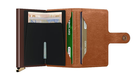 Premium Miniwallet Emboss Lines Cognac