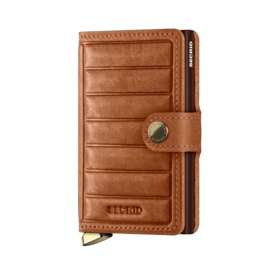 Premium Miniwallet Emboss Lines Cognac