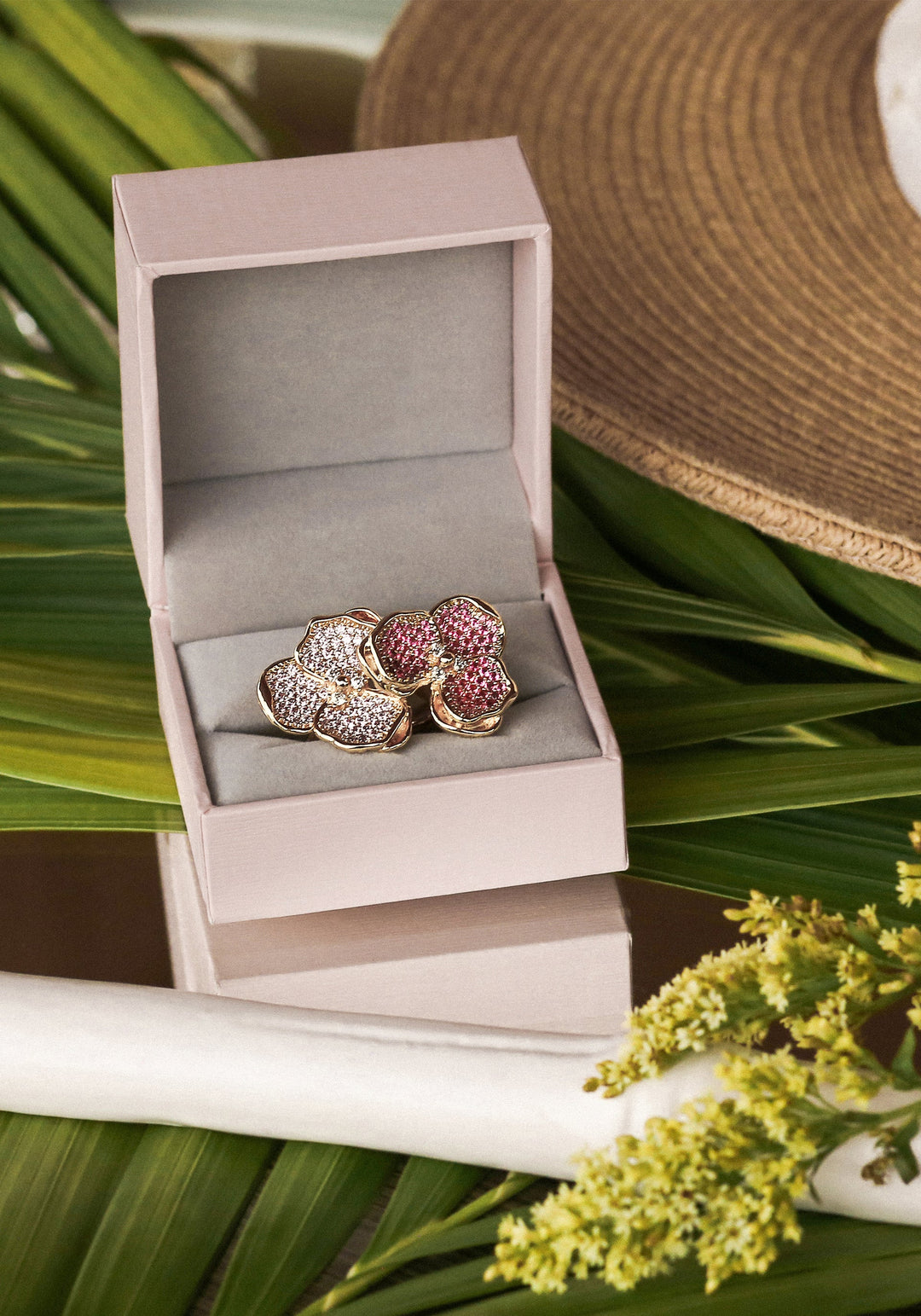 Double Orchid Pavé Ring