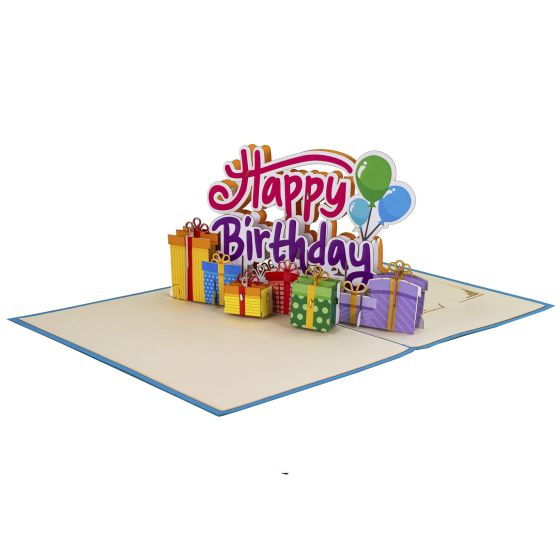 3D Pop-up Card Happy Birthday Package Blue