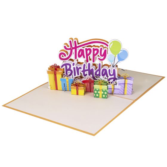 3D pop-up card package orange Happy Birthday
