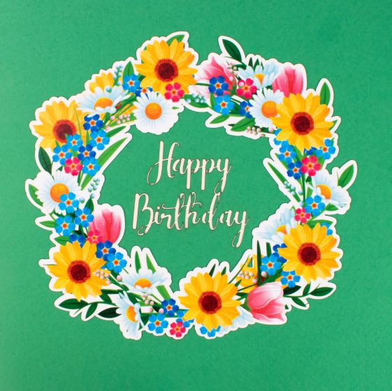 3D Pop-up Card Sunflower Circle Happy Birthday