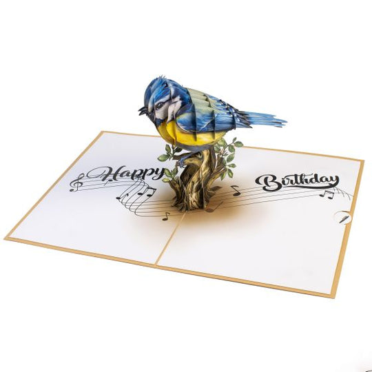 3D Pop-up Blue Happy Birthday Brown Card