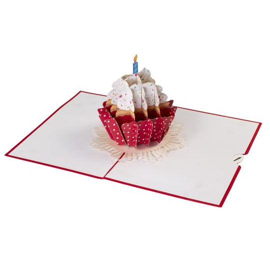 3D Pop-up Card Cupcake Red